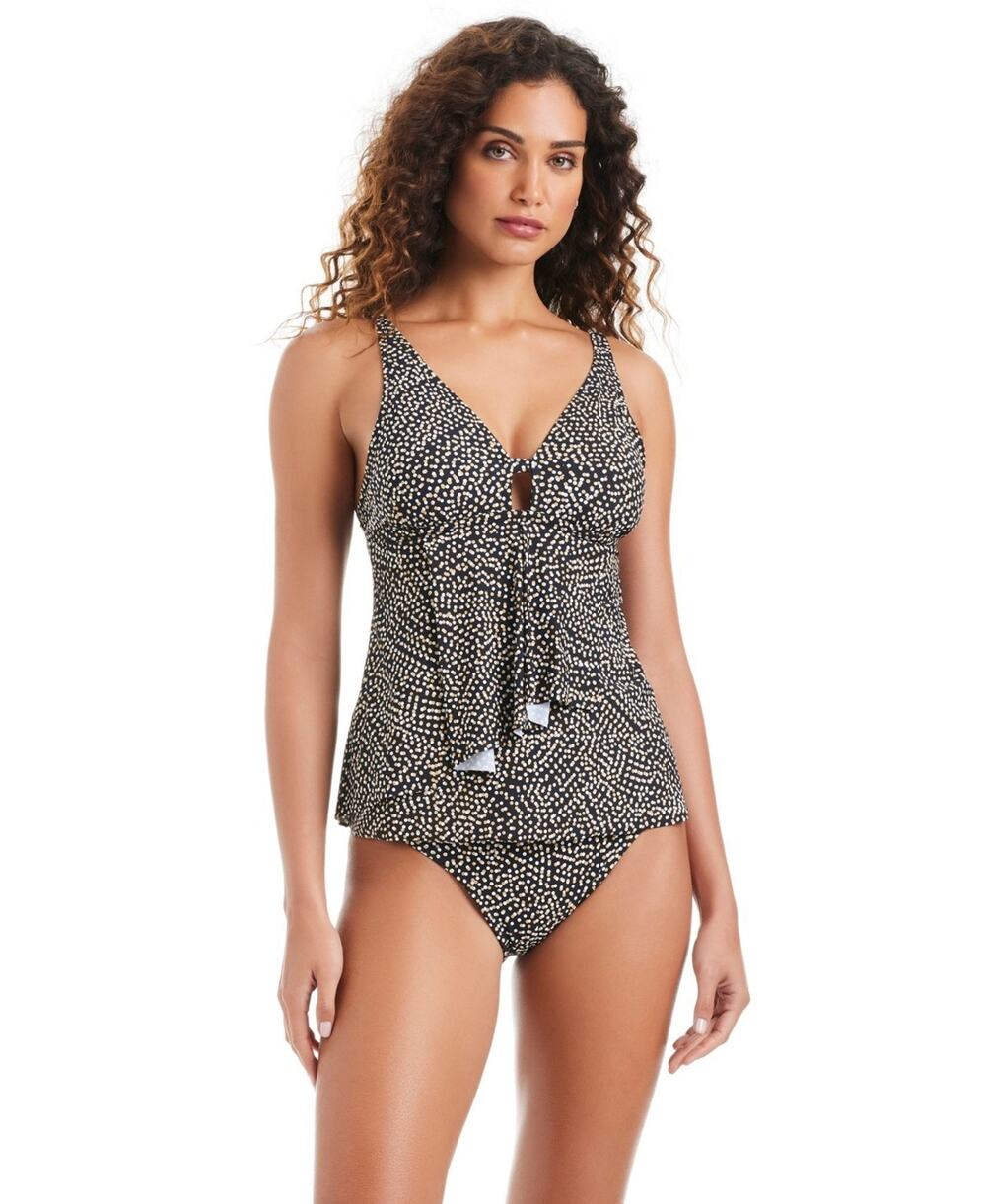 Beyond Control Women's V-Neck Tankini Black Size 12 3943
